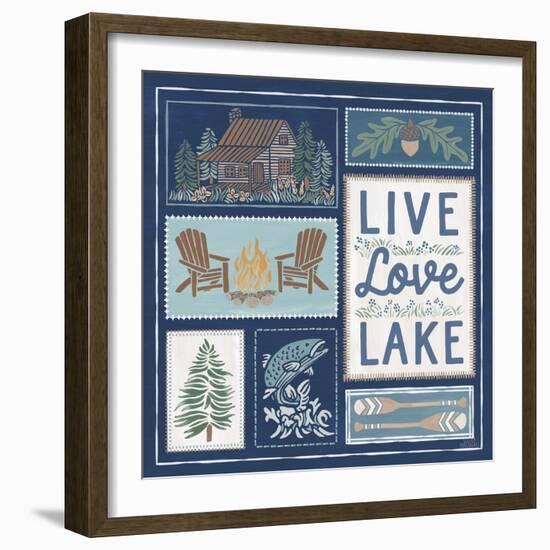 Lakeside Days VIII Blue-Laura Marshall-Framed Art Print