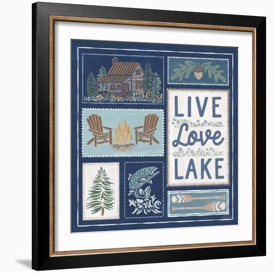 Lakeside Days VIII Blue-Laura Marshall-Framed Art Print