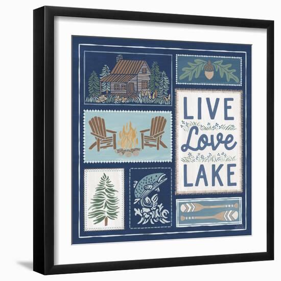 Lakeside Days VIII Blue-Laura Marshall-Framed Art Print