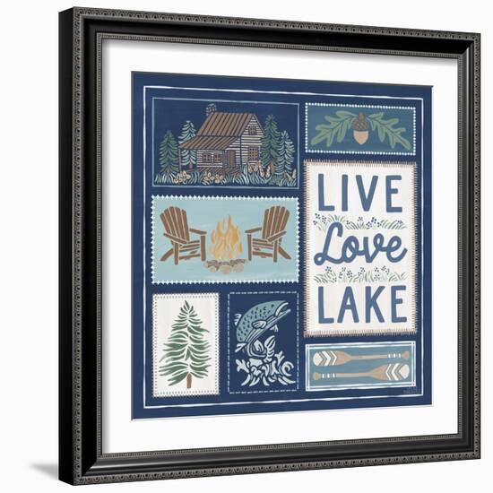 Lakeside Days VIII Blue-Laura Marshall-Framed Art Print