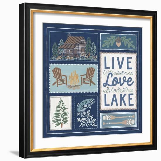 Lakeside Days VIII Blue-Laura Marshall-Framed Art Print