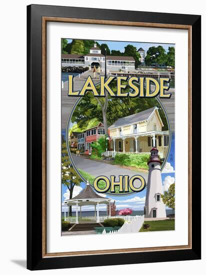 Lakeside, Ohio - Montage Scenes-Lantern Press-Framed Art Print