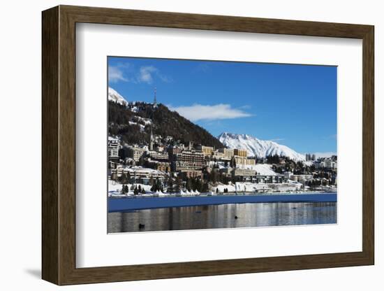 Lakeside, St. Moritz in Winter, Engadine, Graubunden, Switzerland, Europe-Christian Kober-Framed Photographic Print