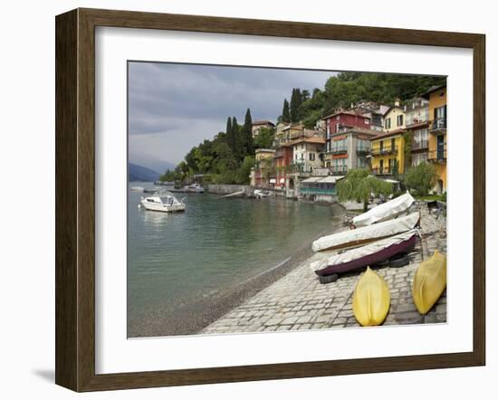 Lakeside View of the Medieval Village of Varenna, Lake Como, Lombardy, Italian Lakes, Italy, Europe-Peter Barritt-Framed Photographic Print