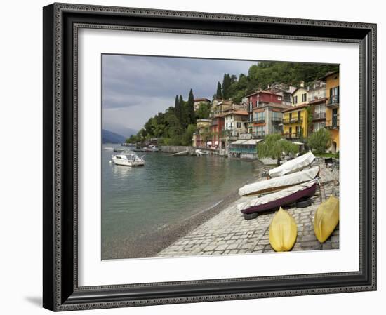 Lakeside View of the Medieval Village of Varenna, Lake Como, Lombardy, Italian Lakes, Italy, Europe-Peter Barritt-Framed Photographic Print