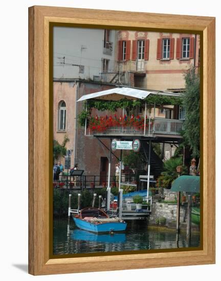 Lakeside Village Cafe, Lake Lugano, Lugano, Switzerland-Lisa S. Engelbrecht-Framed Premier Image Canvas