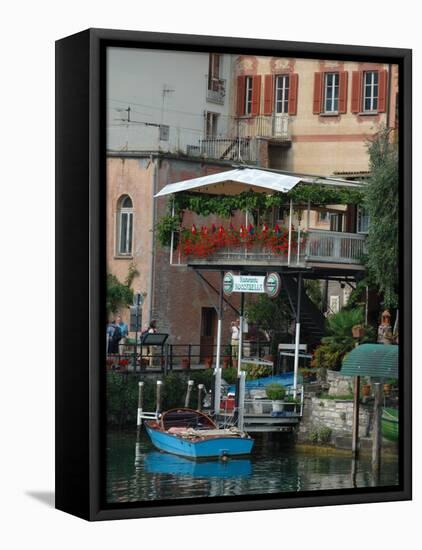 Lakeside Village Cafe, Lake Lugano, Lugano, Switzerland-Lisa S. Engelbrecht-Framed Premier Image Canvas