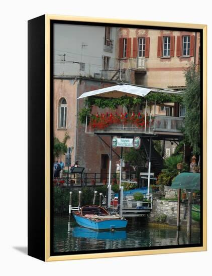 Lakeside Village Cafe, Lake Lugano, Lugano, Switzerland-Lisa S. Engelbrecht-Framed Premier Image Canvas