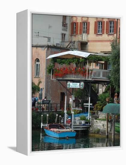 Lakeside Village Cafe, Lake Lugano, Lugano, Switzerland-Lisa S. Engelbrecht-Framed Premier Image Canvas