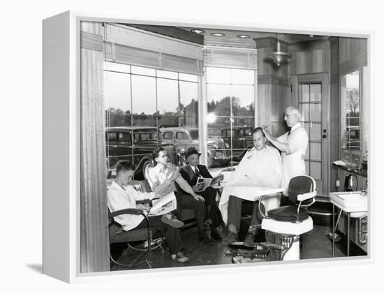 Lakewood Barber Shop, 1940-Chapin Bowen-Framed Premier Image Canvas