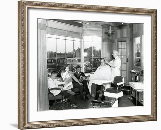 Lakewood Barber Shop, 1940-Chapin Bowen-Framed Giclee Print