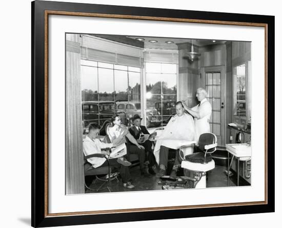 Lakewood Barber Shop, 1940-Chapin Bowen-Framed Giclee Print