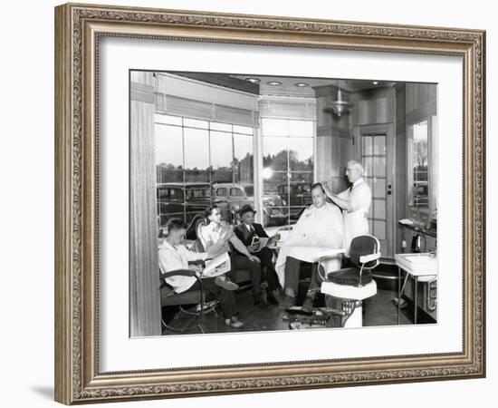 Lakewood Barber Shop, 1940-Chapin Bowen-Framed Giclee Print