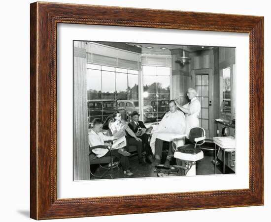 Lakewood Barber Shop, 1940-Chapin Bowen-Framed Giclee Print