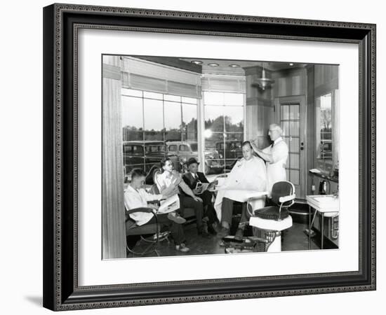 Lakewood Barber Shop, 1940-Chapin Bowen-Framed Giclee Print