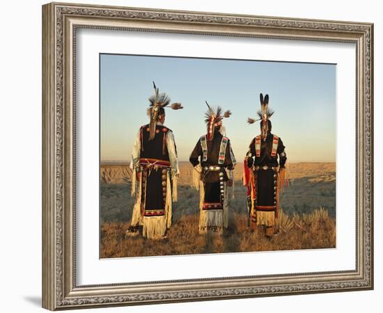 Lakota Indians in the Badlands of South Dakota, USA-Christian Heeb-Framed Photographic Print