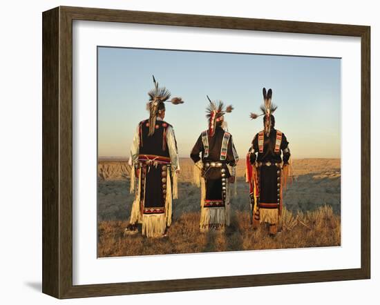 Lakota Indians in the Badlands of South Dakota, USA-Christian Heeb-Framed Photographic Print