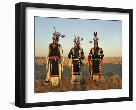 Lakota Indians in the Badlands of South Dakota, USA-Christian Heeb-Framed Photographic Print