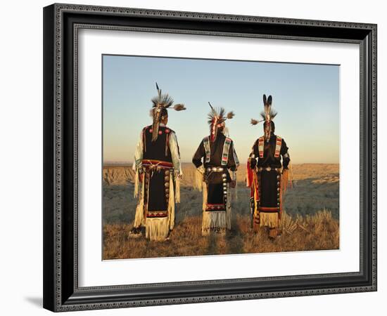 Lakota Indians in the Badlands of South Dakota, USA-Christian Heeb-Framed Photographic Print