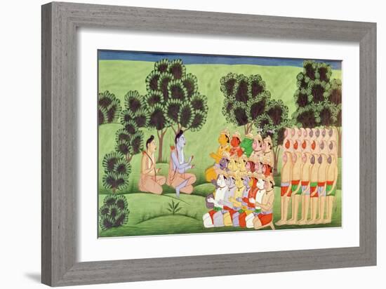 Lakshmana Consulting the Heads of the Monkey Armies, from the Ramayana-Indian School-Framed Giclee Print