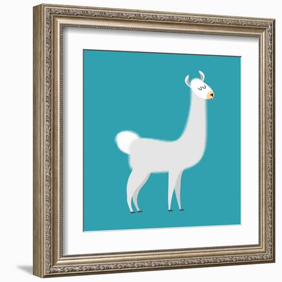 Lama Isolated. Cute Alpaca Animal. South American Mammal-popaukropa-Framed Art Print