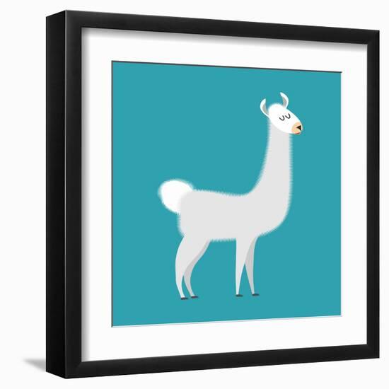 Lama Isolated. Cute Alpaca Animal. South American Mammal-popaukropa-Framed Art Print