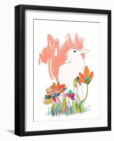 Lamb and Flowers-Niya Christine-Framed Art Print
