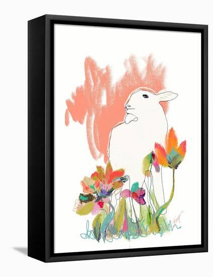 Lamb and Flowers-Niya Christine-Framed Stretched Canvas