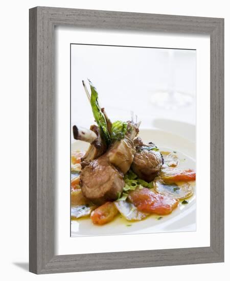 Lamb Chops on Tomatoes and Potatoes with Basil-Alexandre Oliveira-Framed Photographic Print