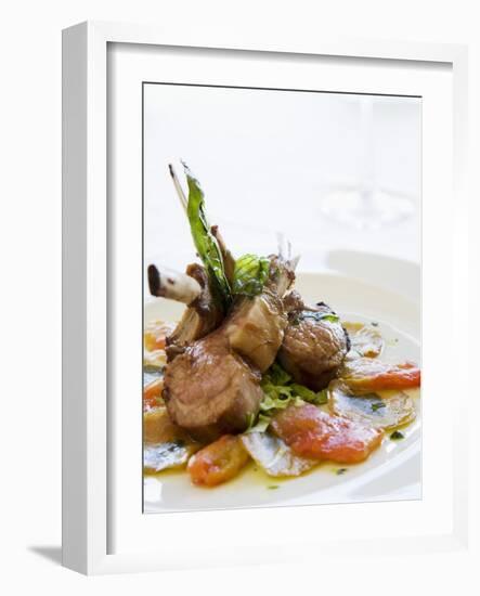 Lamb Chops on Tomatoes and Potatoes with Basil-Alexandre Oliveira-Framed Photographic Print