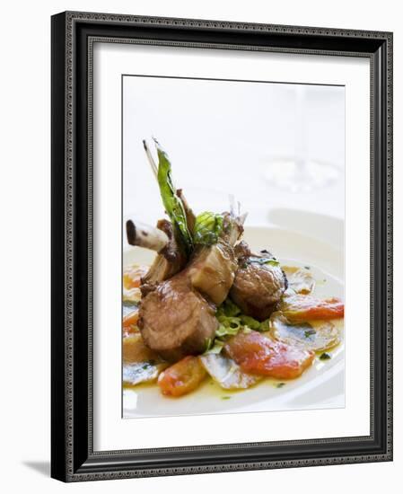 Lamb Chops on Tomatoes and Potatoes with Basil-Alexandre Oliveira-Framed Photographic Print