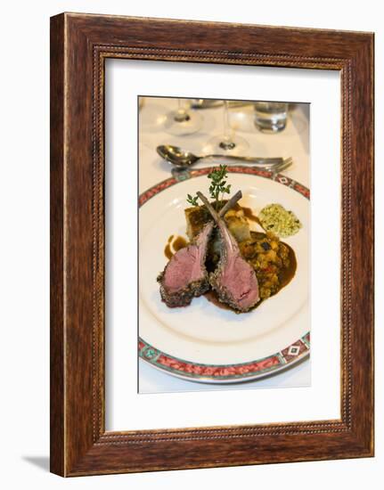 Lamb chops with potato gratin and Provencal vegetables, Provence, France-Jim Engelbrecht-Framed Photographic Print