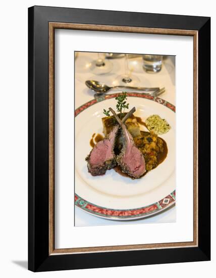 Lamb chops with potato gratin and Provencal vegetables, Provence, France-Jim Engelbrecht-Framed Photographic Print