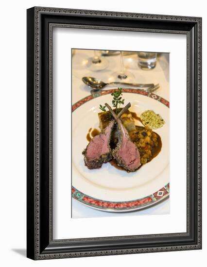 Lamb chops with potato gratin and Provencal vegetables, Provence, France-Jim Engelbrecht-Framed Photographic Print