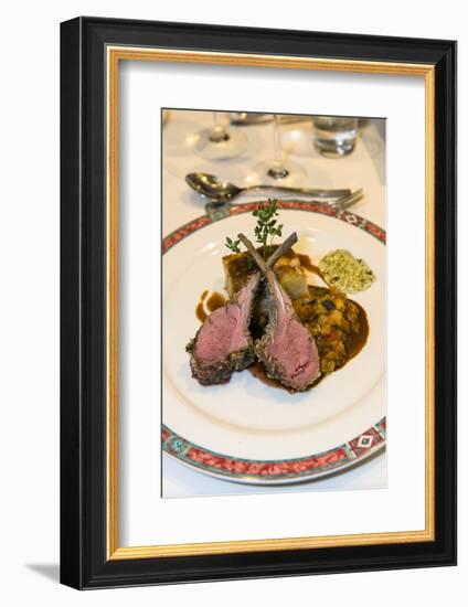 Lamb chops with potato gratin and Provencal vegetables, Provence, France-Jim Engelbrecht-Framed Photographic Print