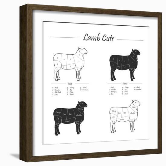 Lamb Cut Scheme - B&W-ONiONAstudio-Framed Art Print