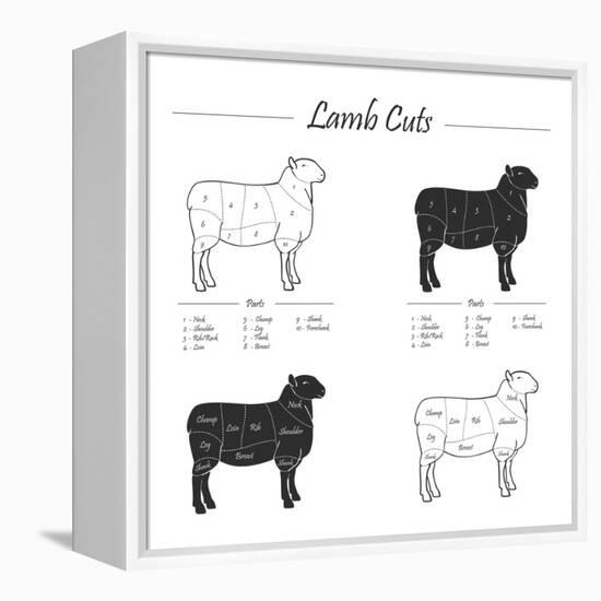 Lamb Cut Scheme - B&W-ONiONAstudio-Framed Stretched Canvas