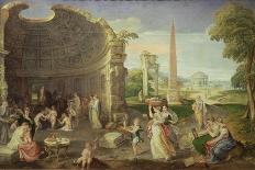 Landscape with Classical Ruins and Women Bathing, C.1552-53 (Oil on Canvas)-Lambert Sustris-Giclee Print