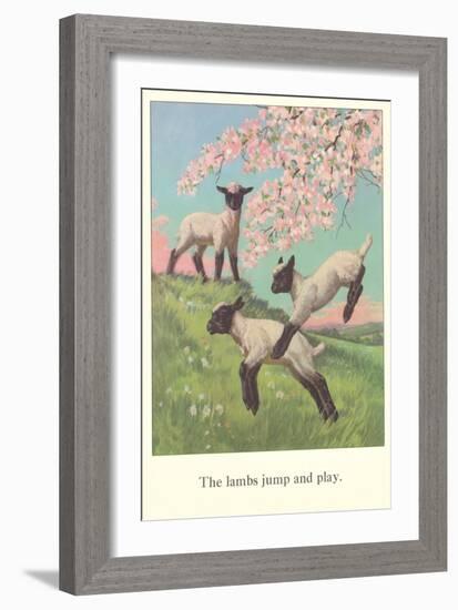 Lambs Jump and Play-null-Framed Art Print