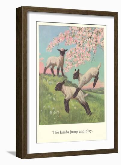 Lambs Jump and Play-null-Framed Art Print