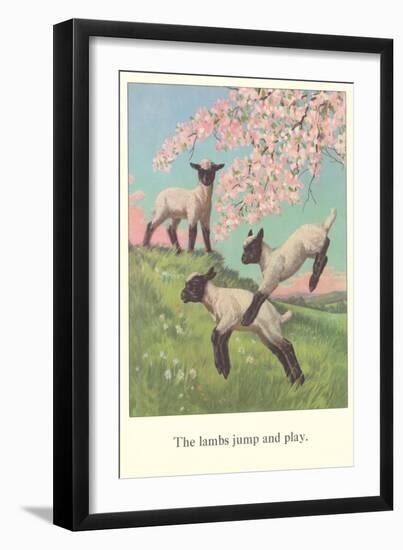 Lambs Jump and Play-null-Framed Art Print