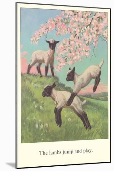 Lambs Jump and Play-null-Mounted Art Print
