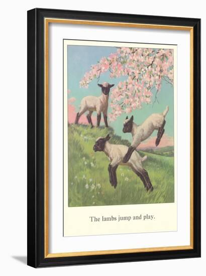 Lambs Jump and Play-null-Framed Art Print