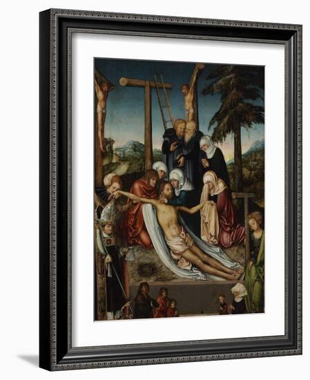 Lamentation Du Christ Mort Avec Saint Wolfgang, Ste Helene - the Lamentation over Christ with Saint-Lucas the Elder Cranach-Framed Giclee Print