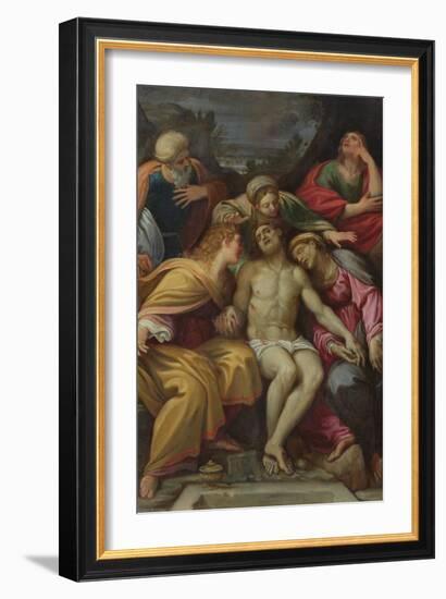 Lamentation of Christ with St John, Mary Magdalene, Mary-Salomé, Joseph of Arimathea and the Virgin-Francesco Albani-Framed Giclee Print
