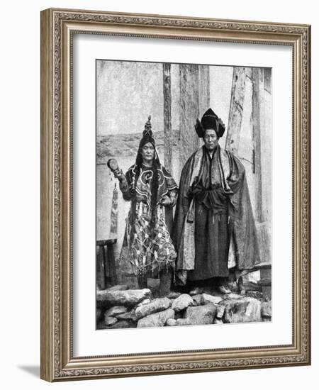 Lamist Priests of Sikkim Wearing Robes, Talung Monastery, India, 1922-John Claude White-Framed Giclee Print