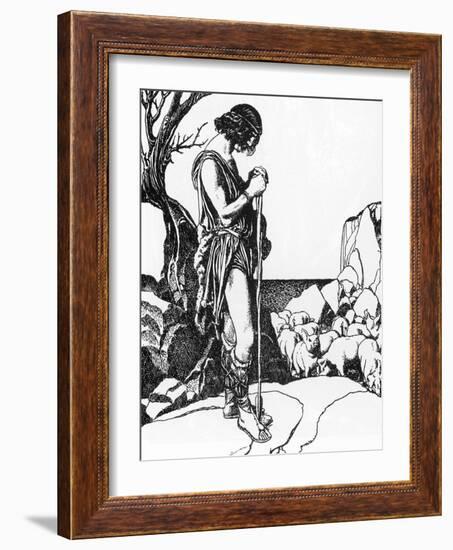 Lamorak Herding the Swine of Sir Nabon, Illustration from 'The Story of the Champions of the round-Howard Pyle-Framed Giclee Print