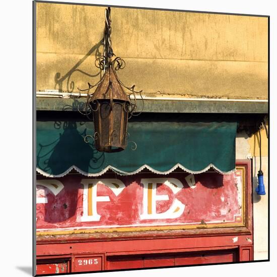 Lamp and Awning Outside Venice Caffe-Mike Burton-Mounted Photographic Print