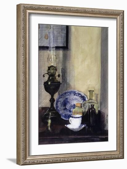 Lamp and Bottles-John Lidzey-Framed Giclee Print
