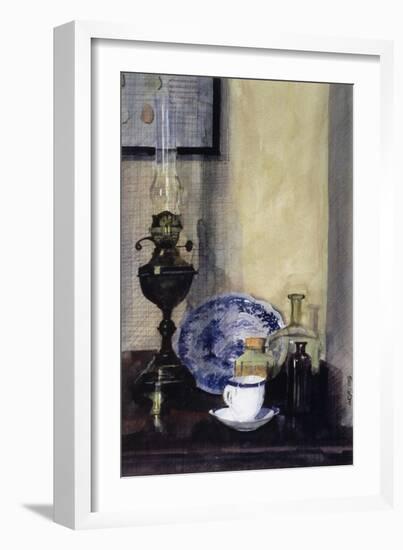 Lamp and Bottles-John Lidzey-Framed Giclee Print